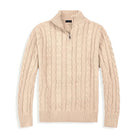 pull camionneur homme torsades demi-zip en beige