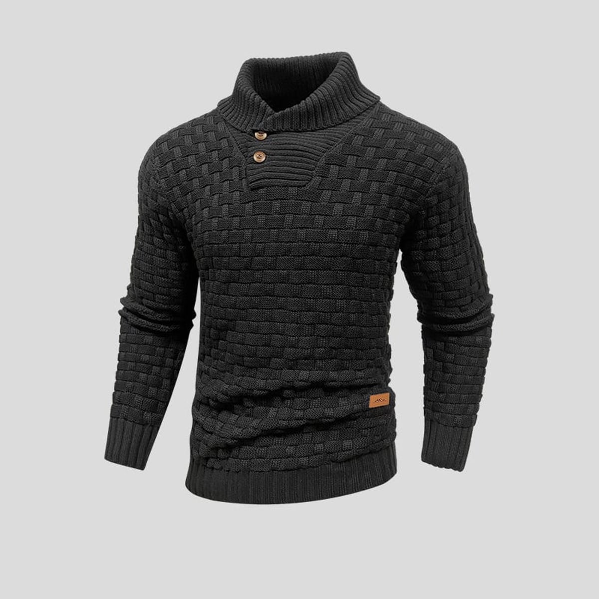 pull col camionneur homme manches longues en noir