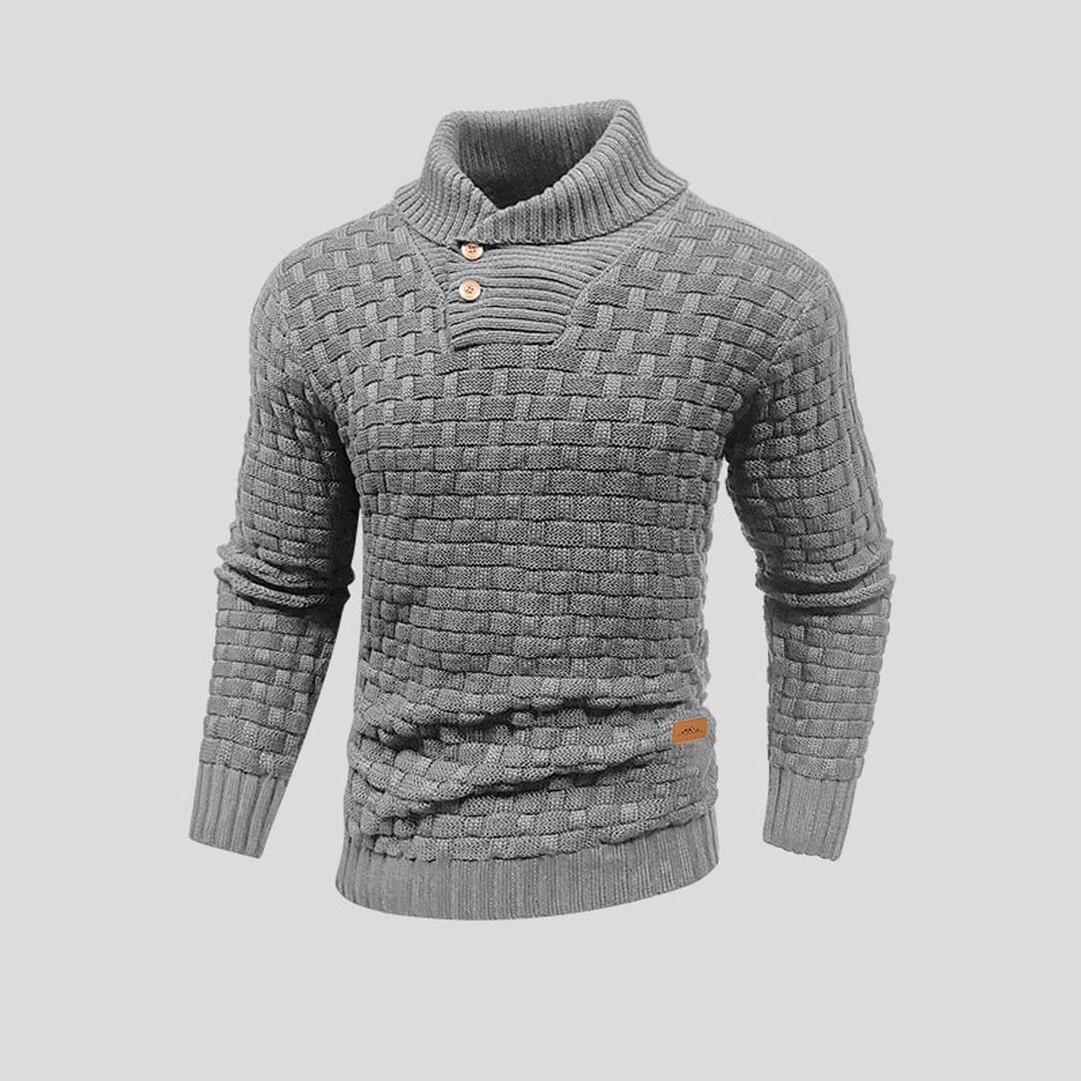 pull col camionneur homme manches longues en gris