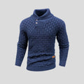 pull col camionneur homme manches longues en bleu