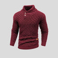 pull col camionneur homme manches longues en rouge