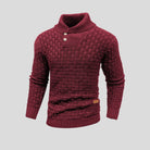 pull col camionneur homme manches longues en rouge