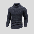 pull col camionneur homme manches longues en gris foncé