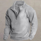 pull col camionneur homme quarter-zip en gris clair