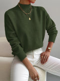 pull femme col montant manches longues vert