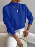 pull femme col montant manches longues bleu