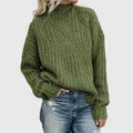 pull femme col montant torsadé oversize en vert