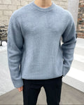 pull femme col rond coupe droite en bleu clair