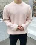 pull femme col rond coupe droite en rose