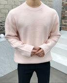 pull femme col rond coupe droite en rose