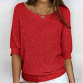 pull femme col rond manches chauve-souris en rouge