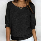 pull femme col rond manches chauve-souris en noir