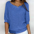 pull femme col rond manches chauve-souris en bleu