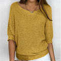 pull femme col rond manches chauve-souris en jaune