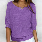 pull femme col rond manches chauve-souris en violet