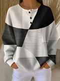 pull femme col rond manches longues motif graphique en art