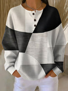 pull femme col rond manches longues motif graphique en art