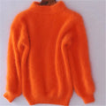pull femme col roulé manches bouffantes en orange