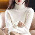 pull femme col roulé manches longues en beige