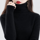 pull femme col roulé manches longues en noir