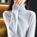 pull femme col roulé manches longues en gris