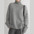 pull femme col roulé oversize en gris