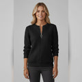pull femme col zippé torsades en noir