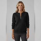 pull femme col zippé torsades en noir