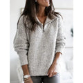 pull femme demi-zip col montant en gris