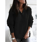 pull femme demi-zip col montant en noir