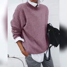 pull femme oversize col rond en rouge