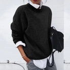 pull femme oversize col rond en noir