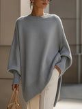 pull femme oversize col rond asymétrique en gris