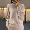 pull femme oversize col rond motif fleuri en marron