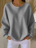 pull femme oversize col rond texturé en gris