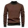 pull homme col camionneur rayures verticales en marron