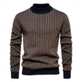 pull homme col camionneur rayures verticales en kaki