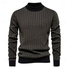 pull homme col camionneur rayures verticales en vert foncé