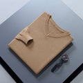 pull homme col en v coupe ajustée en kaki