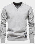 pull homme col en v coupe régulière en gris clair