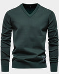 pull homme col en v coupe régulière en vert