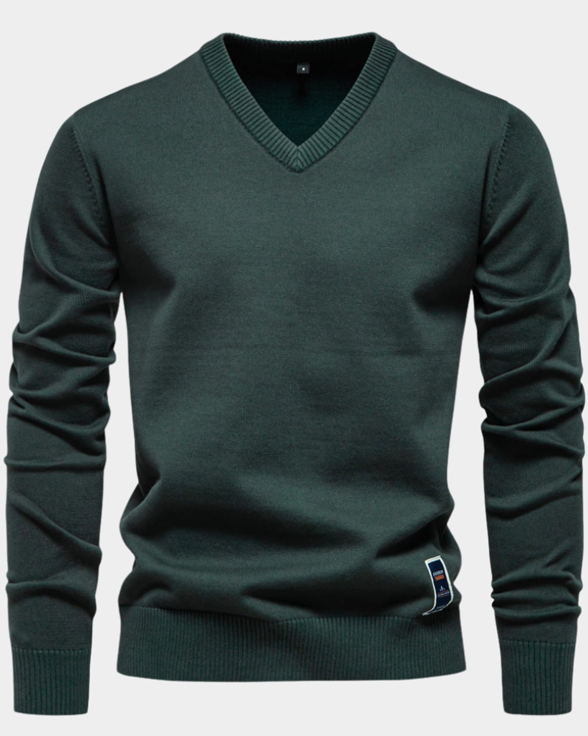 pull homme col en v coupe régulière en vert