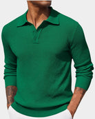 pull homme col polo manches longues en vert