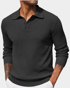 pull homme col polo manches longues en gris