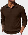 pull homme col polo manches longues en marron
