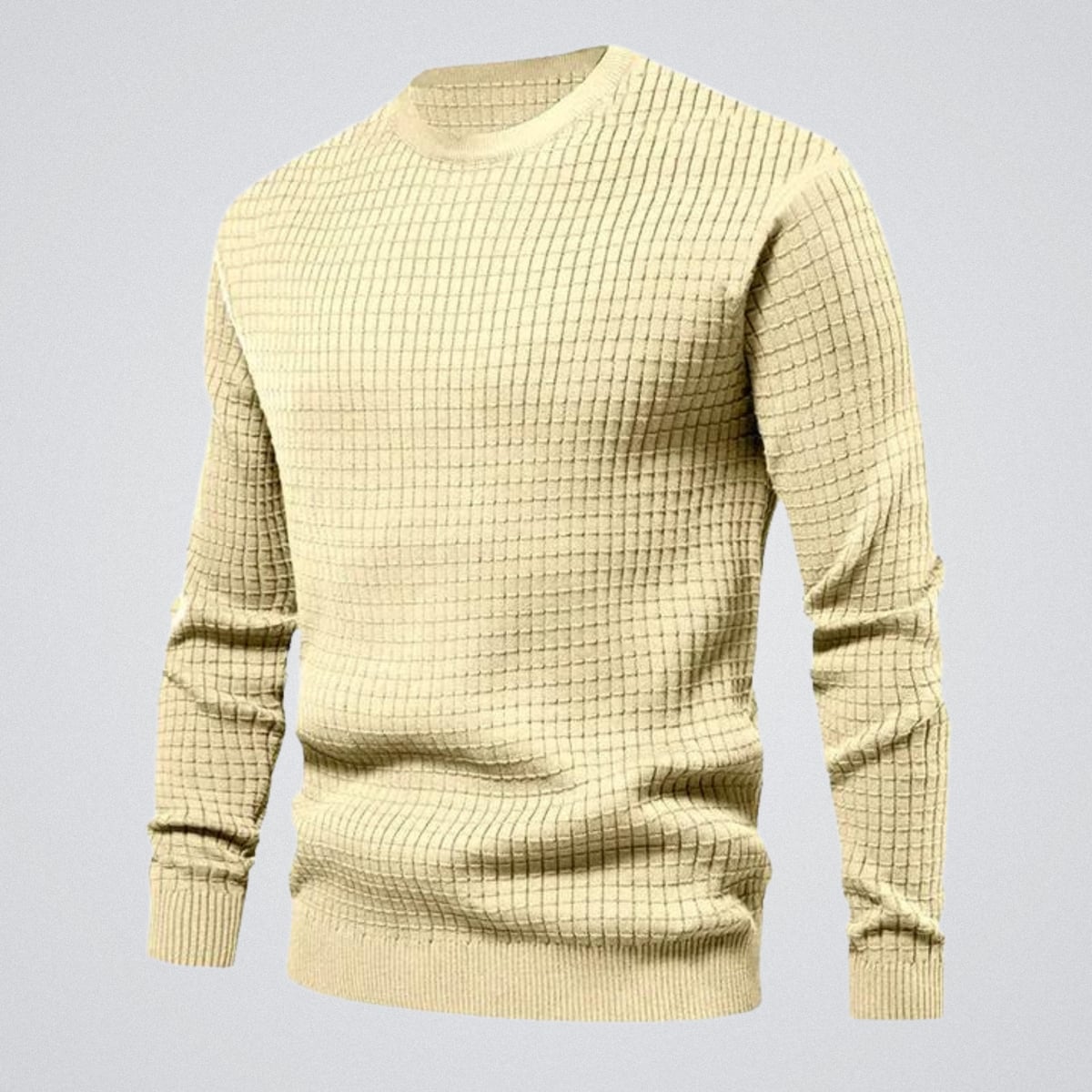 pull homme col rond coupe regular en beige