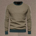 pull homme col rond structure contrastée en vert