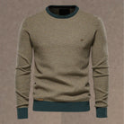 pull homme col rond structure contrastée en vert