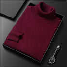 pull homme col roulé coupe ajustée en bordeaux