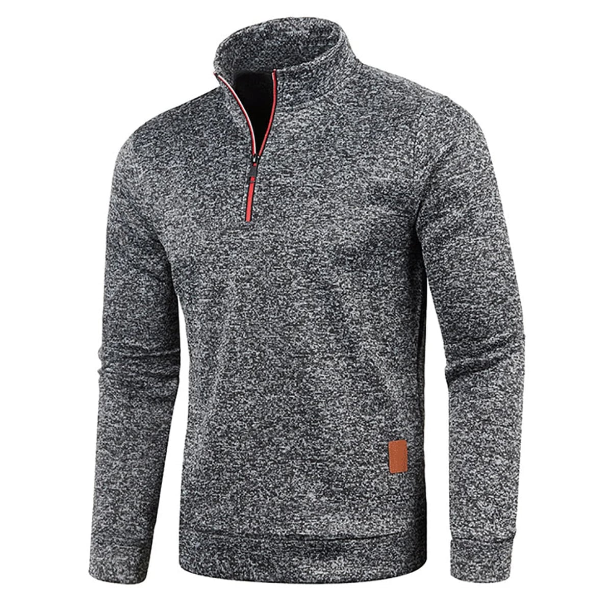 pull homme col roulé manches longues en gris foncé